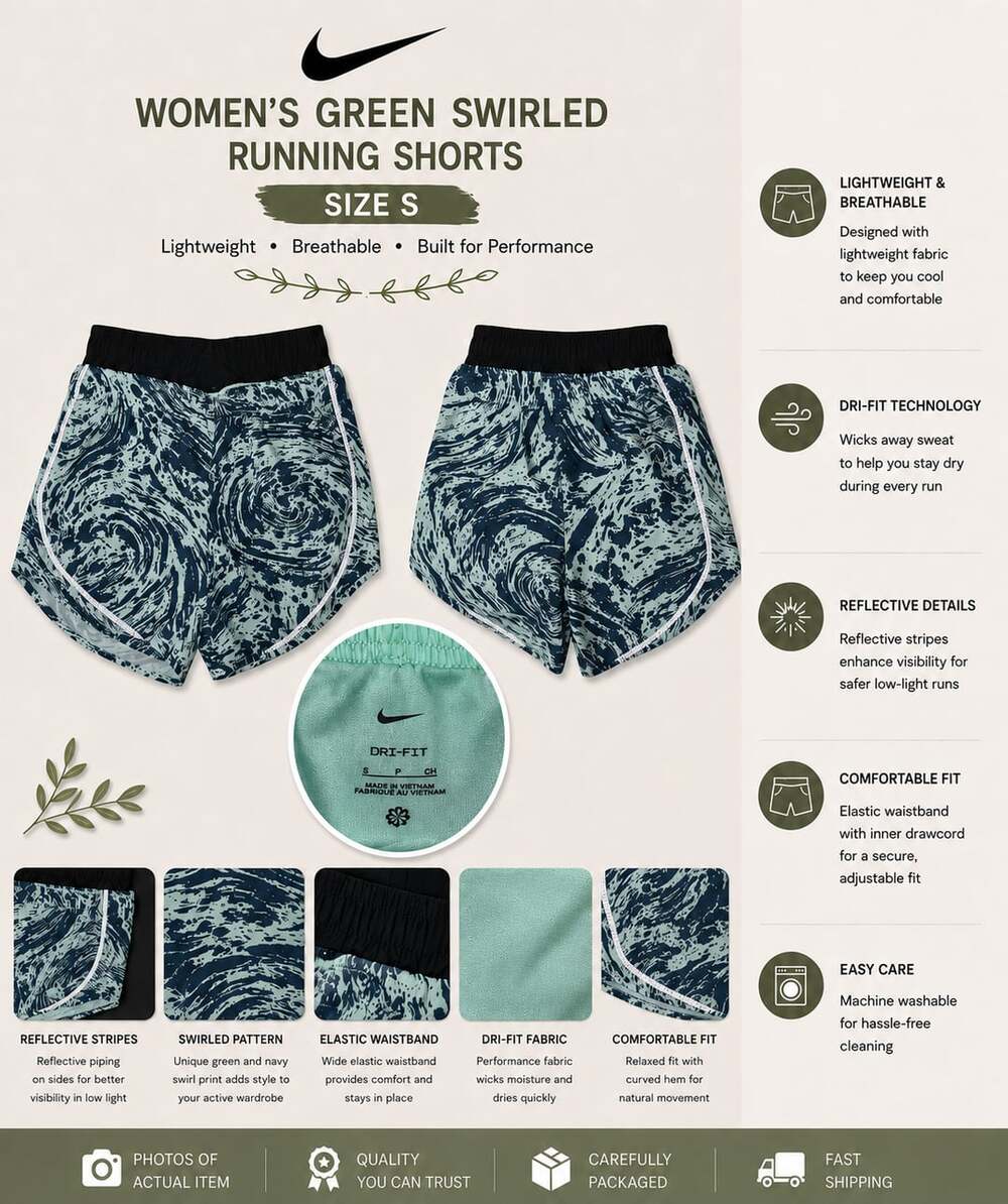 Nike Women's Icon Clash Dri-FIT Tempo Running Shorts - Green Swirled Pattern